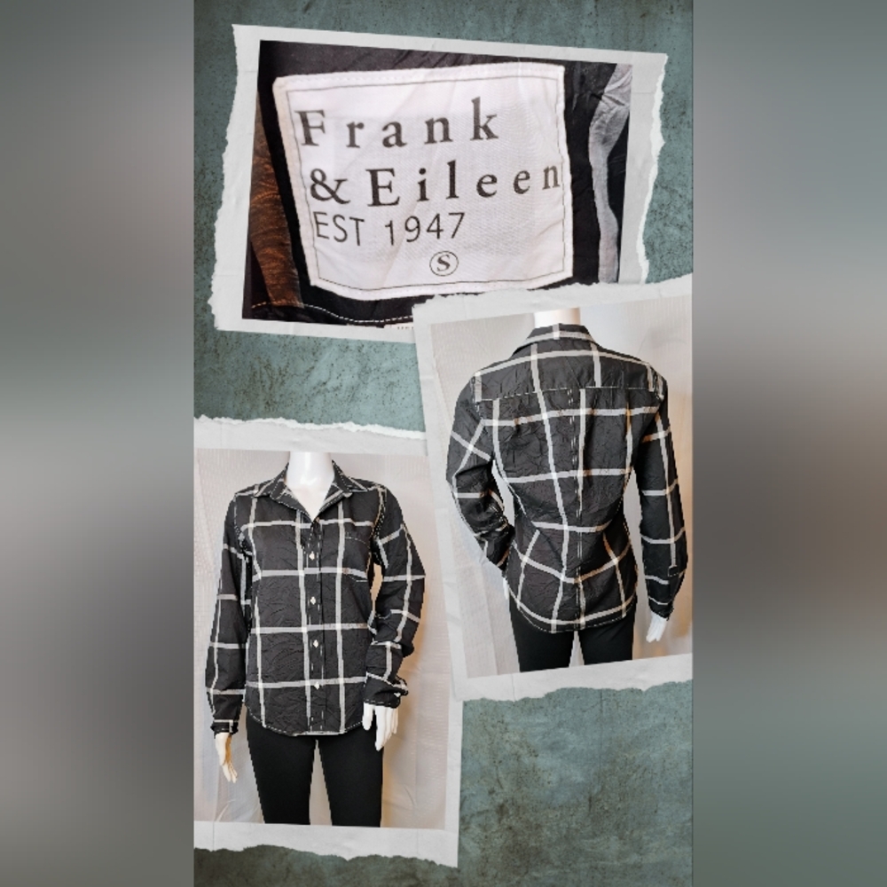 Frank & Eileen Black and White Button Down Top